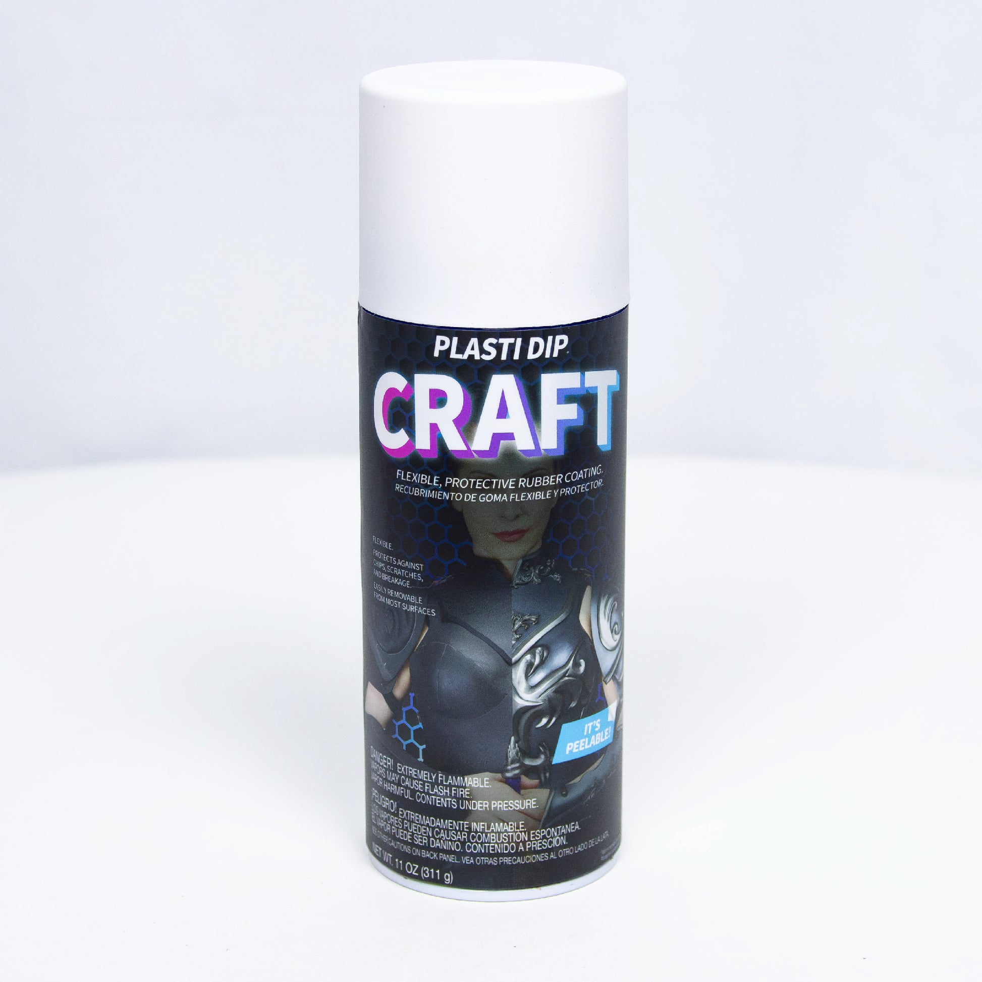 11oz aerosol can of Crisp White Plasti Dip Craft against white background