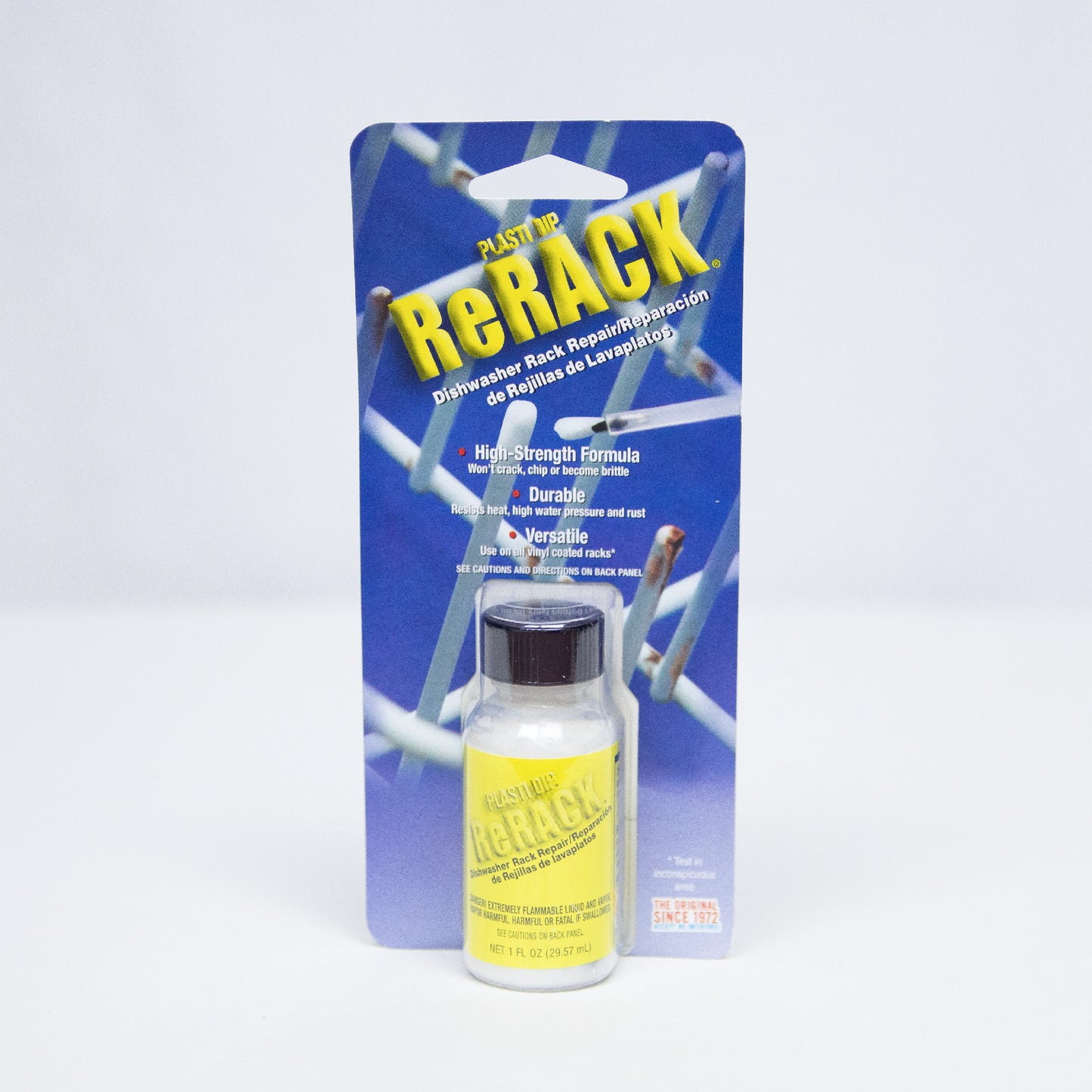 Package of Plasti Dip white ReRack against white background